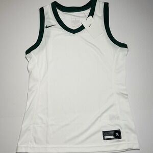 Nike Dri-Fit Basketball Jersey Woman's Small White Green Trim Blank Practice NWT